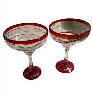 TGI Fridays Red Swirl Margarita Glasses